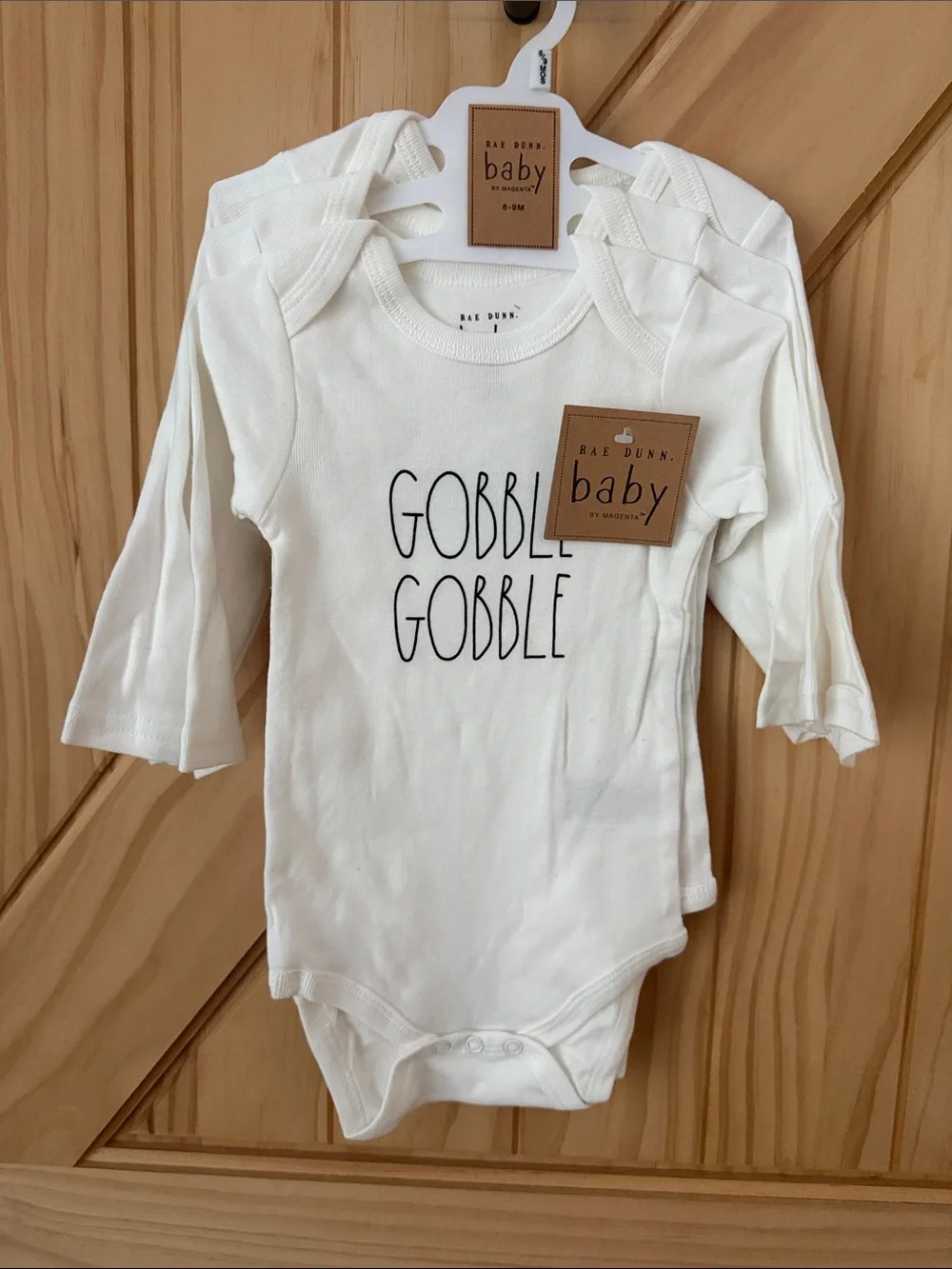 Rae Dunn Cream Thanksgiving Themed Long-Sleeve Baby One-Piece